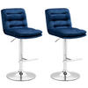 BARHOCKER 2er Set Samt blau - Chromfarben/Blau, Textil/Metall (42/94/56cm) - CLP