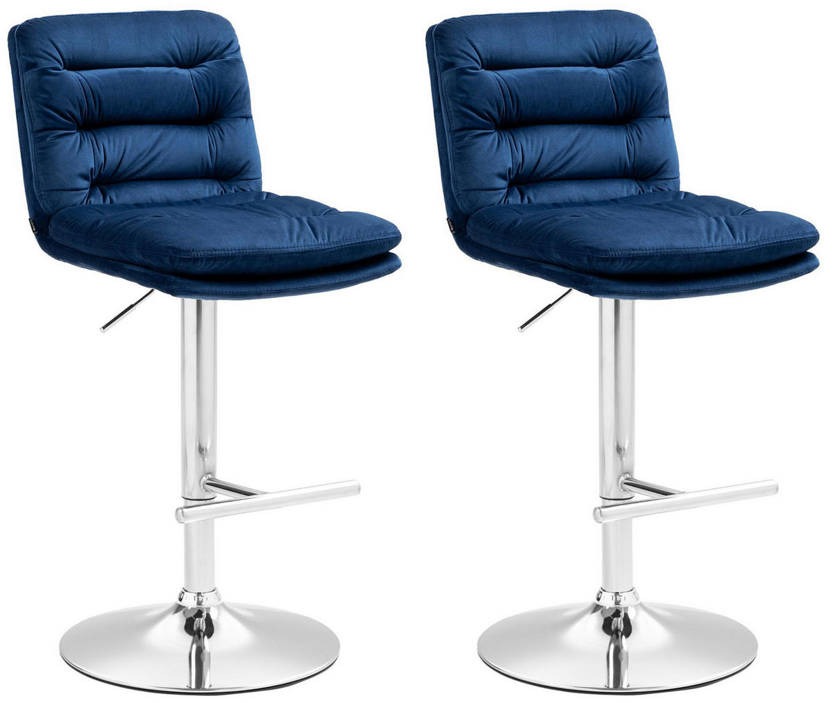 BARHOCKER 2er Set Samt blau - Chromfarben/Blau, Textil/Metall (42/94/56cm) - CLP