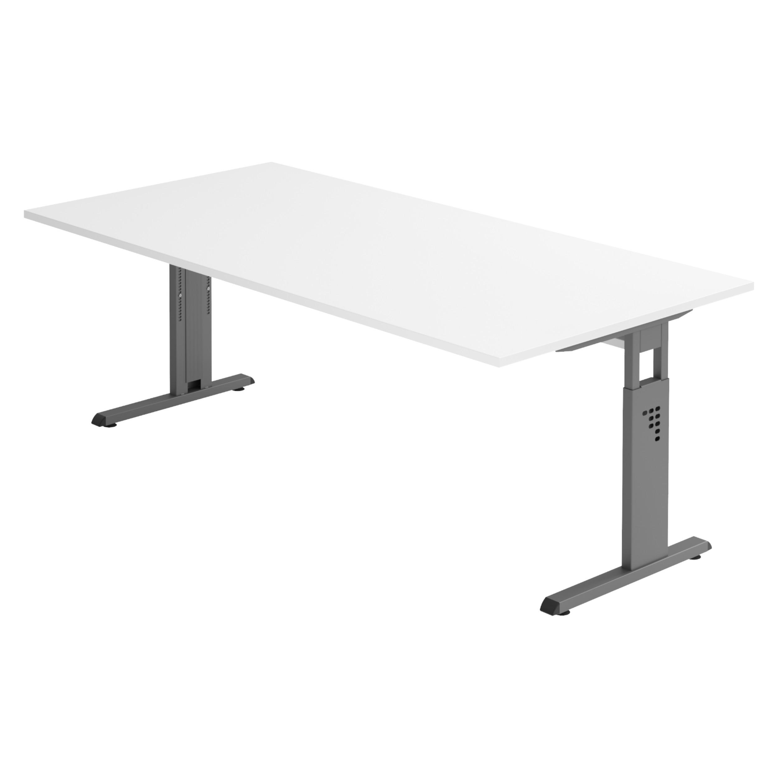 SCHREIBTISCH Serie-O 100/200/74 cm in Weiß/Graphitfarben - Graphitfarben/Weiß, Holzwerkstoff (100/200/74cm) - bümö