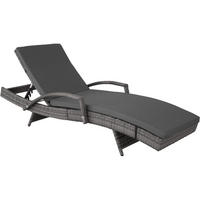 RATTAN-SONNENLIEGE Océane,190 x 71 x 34 – 74,5 cm,grau - Grau, Kunststoff (71/74.5/190cm) - tectake