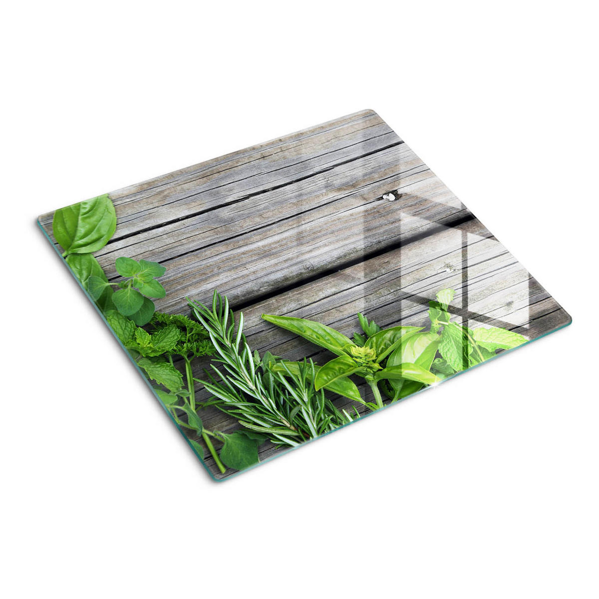 GLASPLATTE 60x52 cm Waldkräuter - Grün, Glas (60/0.4/52cm) - TULUP