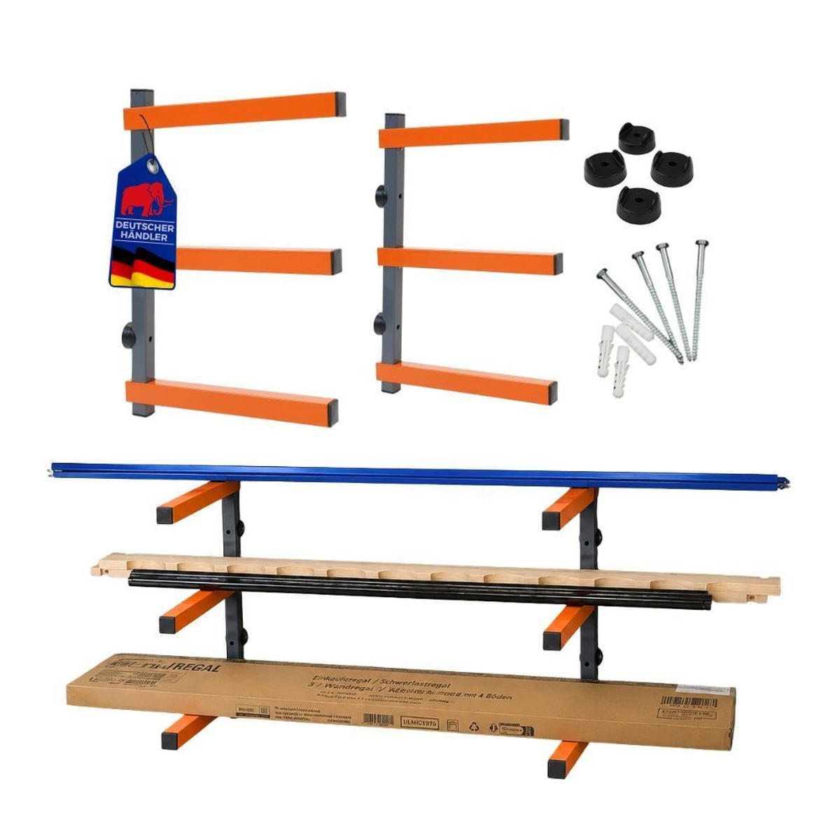 KRAGARMREGAL Wandmontage mit 3 Ebenen Grau-Orange - Orange, Metall (35/45.5/35cm) - PROREGAL