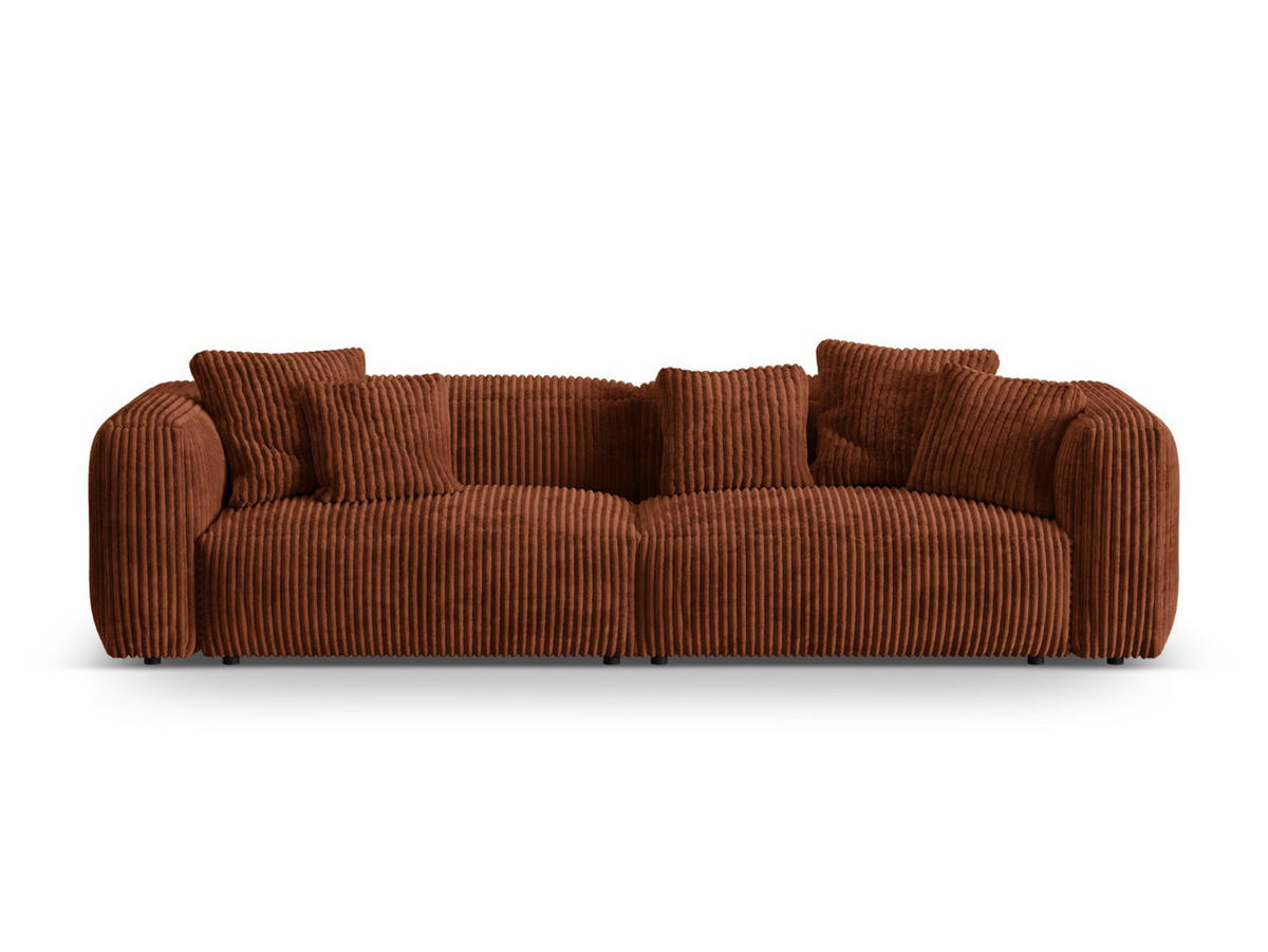 MODULARES-SOFA Martina aus Cord ziegelrot 4 Sitzplätze - Orange, Textil (320/75/106cm) - Micadoni