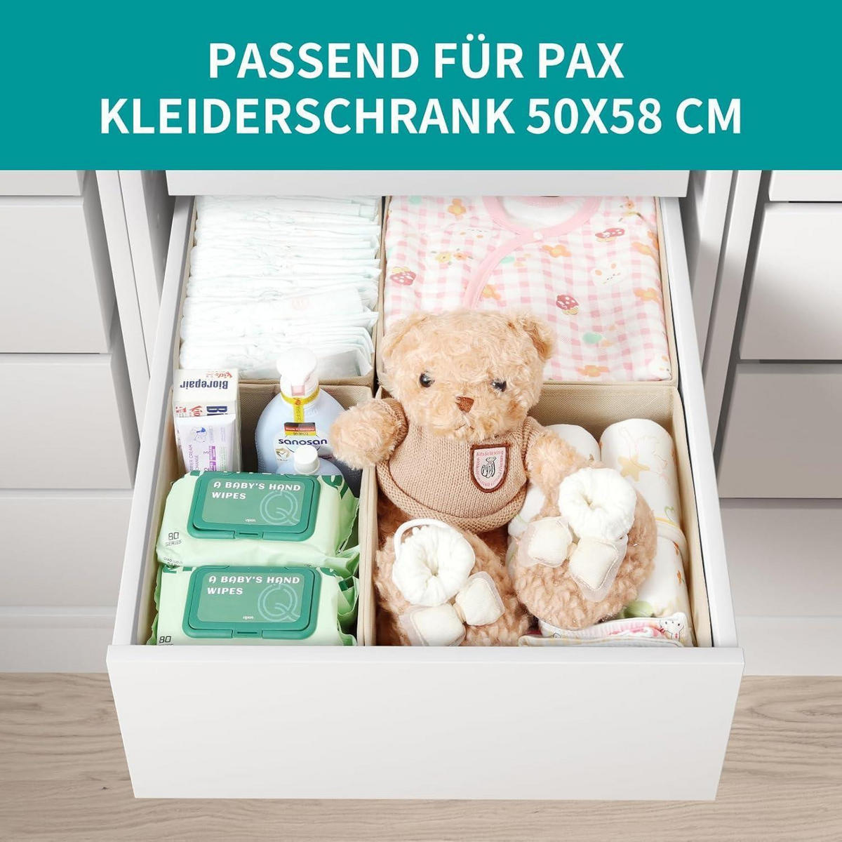 SCHUBLADEN Organizer 4er Set Beige 50x58 cm - Beige, Textil (28/12/28cm)