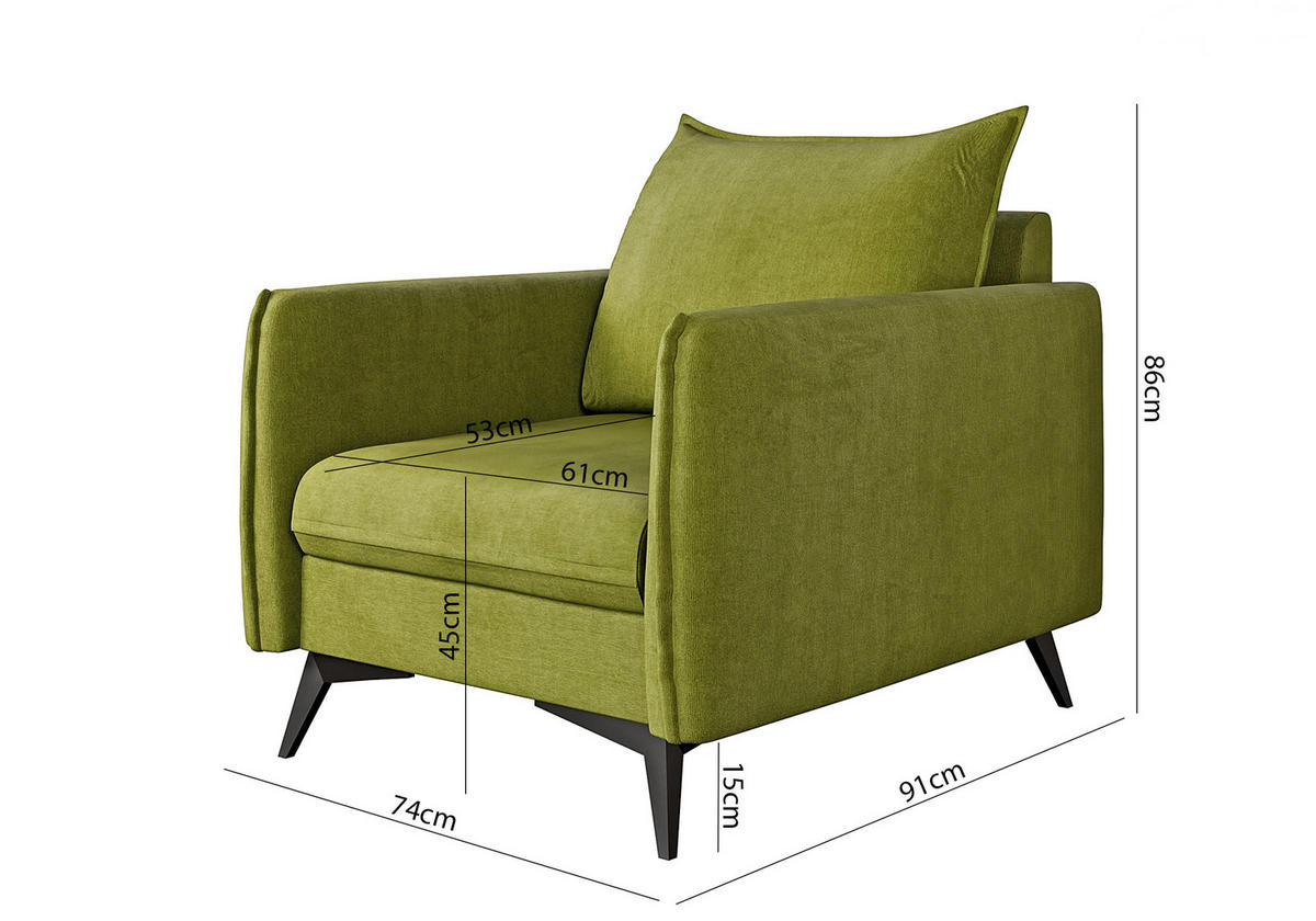 SESSEL Pulse Grün Luxusmicrofaser - Schwarz/Grün, Holz/Textil (74/86/31cm) - S-Style Möbel