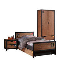 KINDERZIMMER Set komplett Kameko 4 Massivholz+MDF Schwarz/Cognac - Cognac/Schwarz, Holz (240/75/140cm) - 58aufmkessel