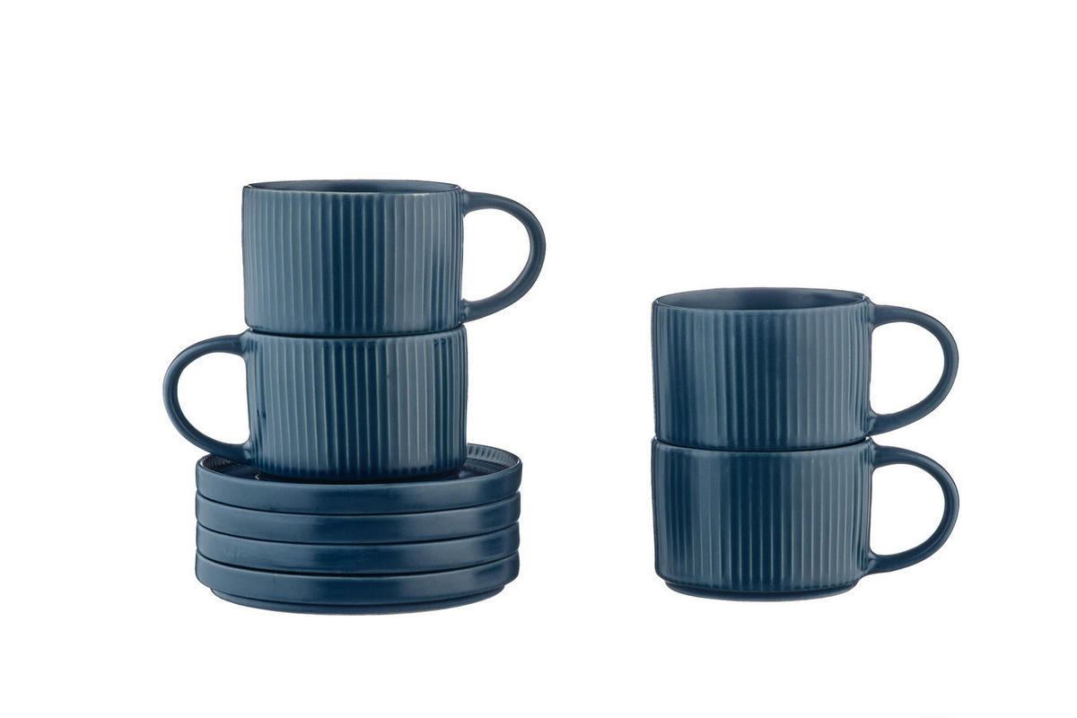 TASSEN Scandi 150ml und Untertasse Ø12cm - 8er-Set - Marineblau - Blau, Keramik (12/6.5/12cm) - Björn