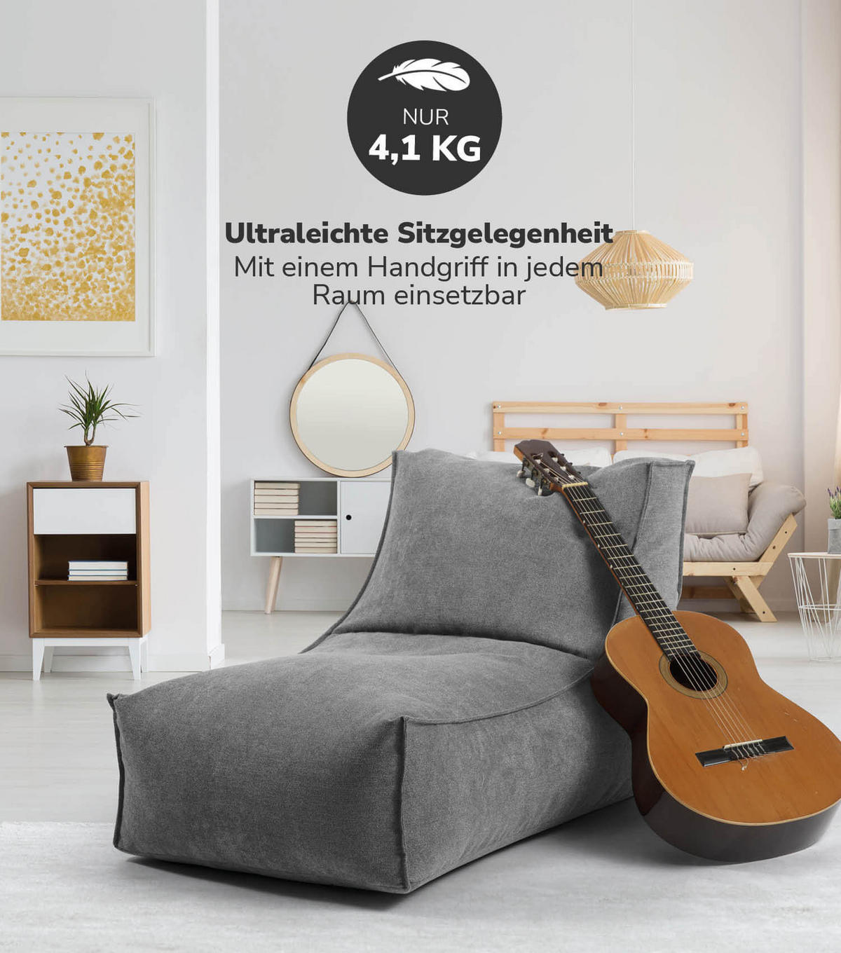 SITZSACK Der Gelassene - Anthrazit, Textil (60/65/95cm) - Mokebo