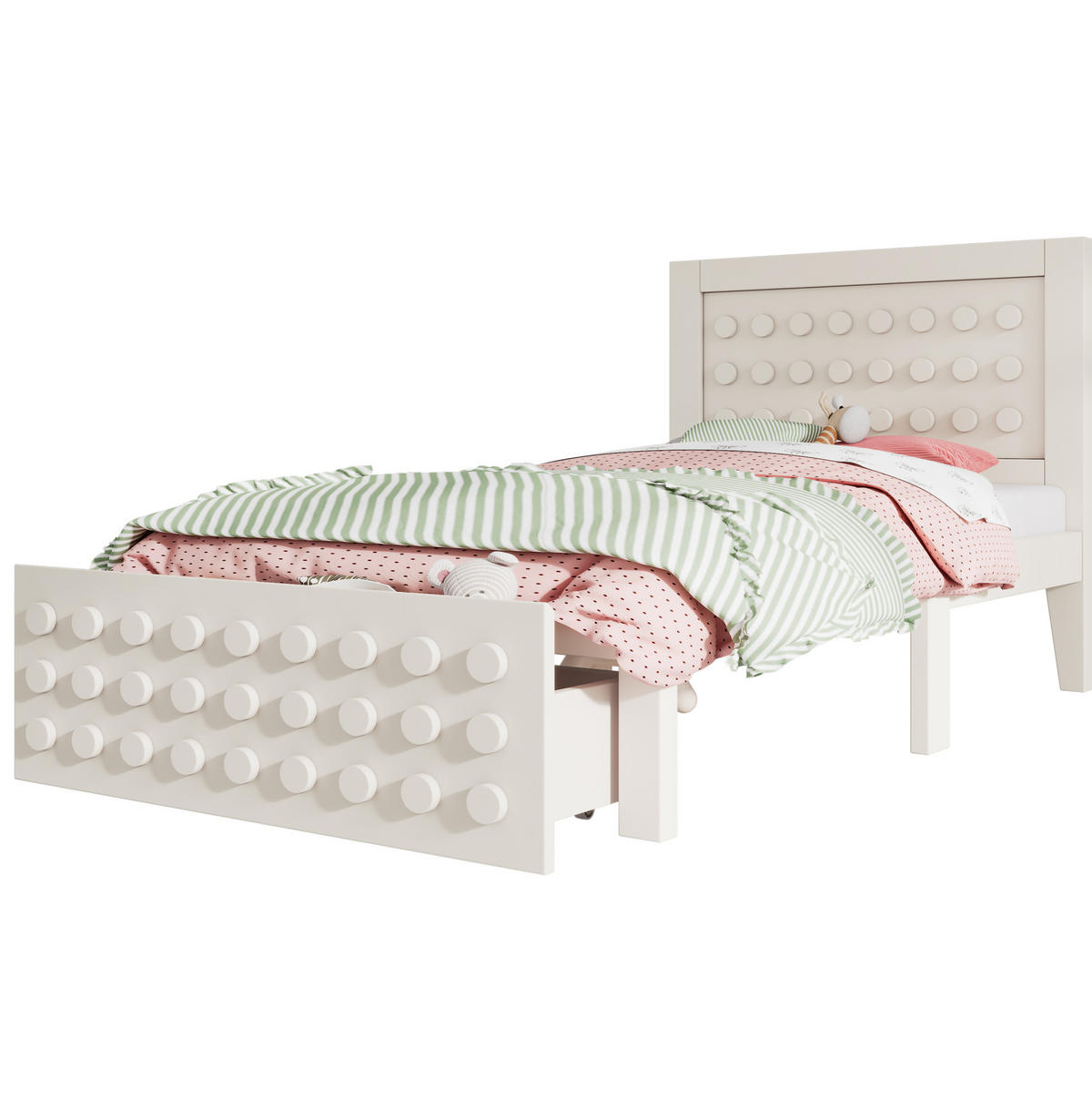 KINDERBETT 90/200 cm in Weiß mit Schublade und Stauraum aus MDF & Massivholz - Weiß, Holz (90/200cm) - BEAOK