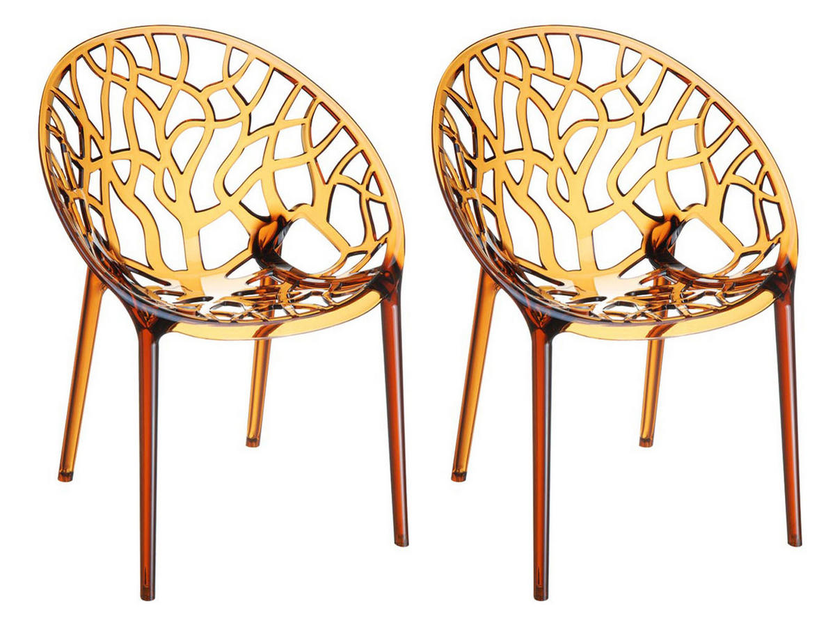 STAPELSTUHL 2er Set Denver Kunststoff Bernstein Esszimmerstuhl - Bernsteinfarben, Kunststoff (59/80/60cm) - DELUKE