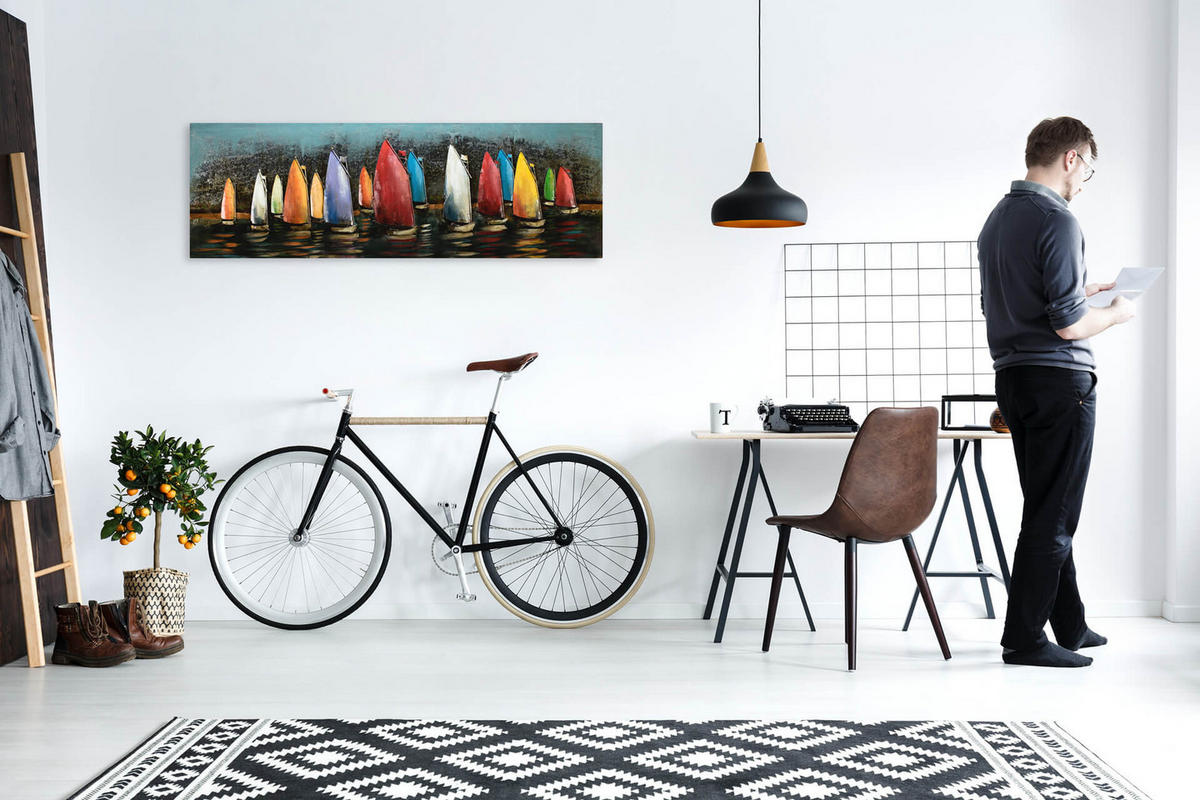 METALLBILD Bunt 144/44 cm - Multicolor, Metall (7.6/44cm) - KUNSTLOFT