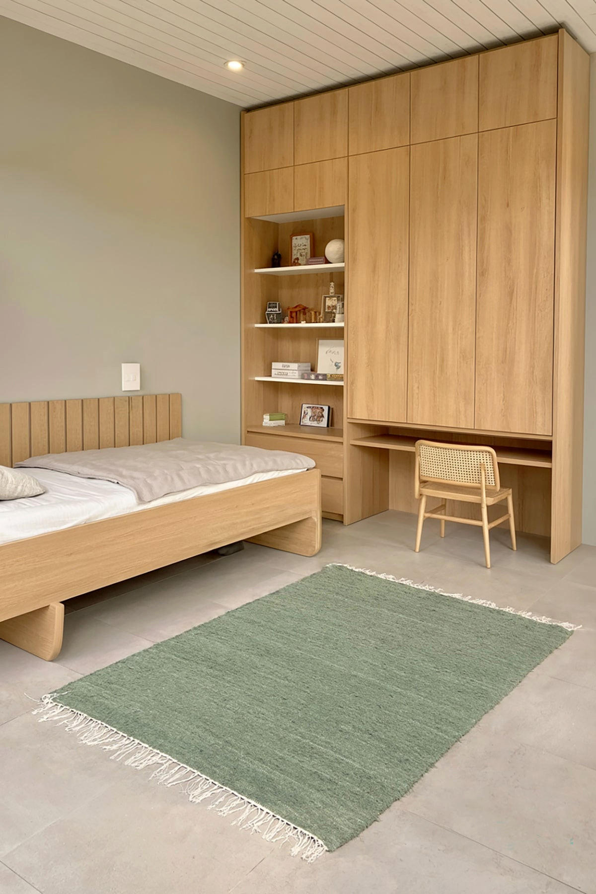 TEPPICH aus recycelter Baumwolle handgewebt grün - Grün, Naturmaterialien (120/170cm) - AFK Living