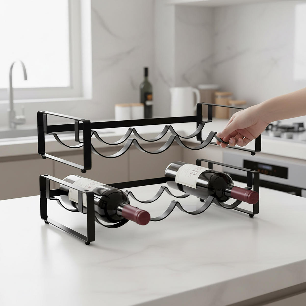 WEINREGAL - Schwarz, Metall (40/19/20cm) - Relaxdays