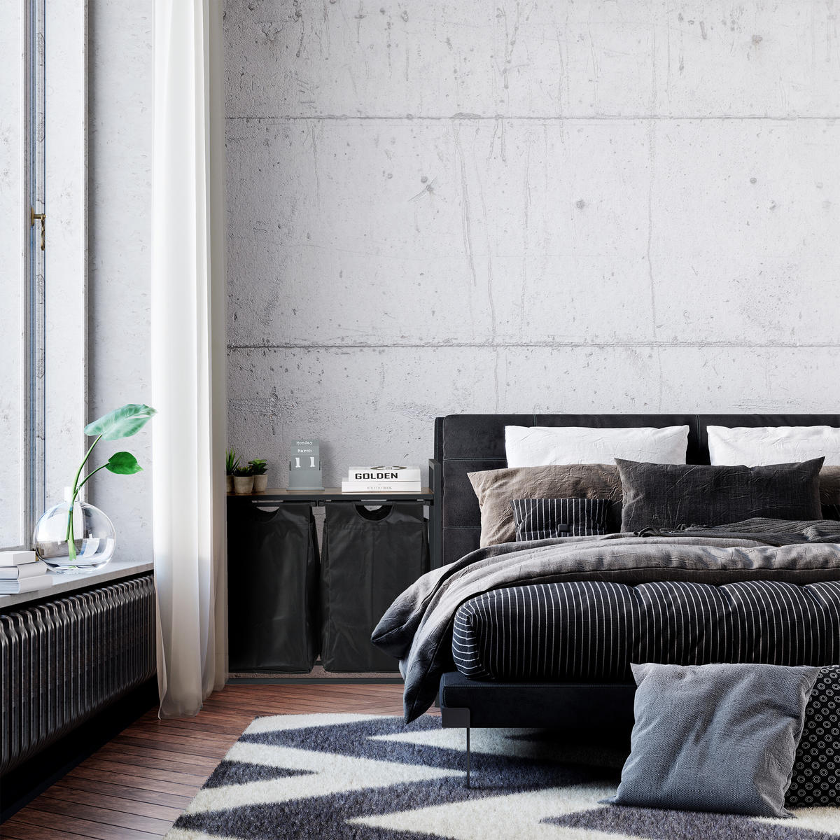 WÄSCHEKORBREGAL - Multicolor, Holzwerkstoff/Textil (73/72/33cm) - Relaxdays