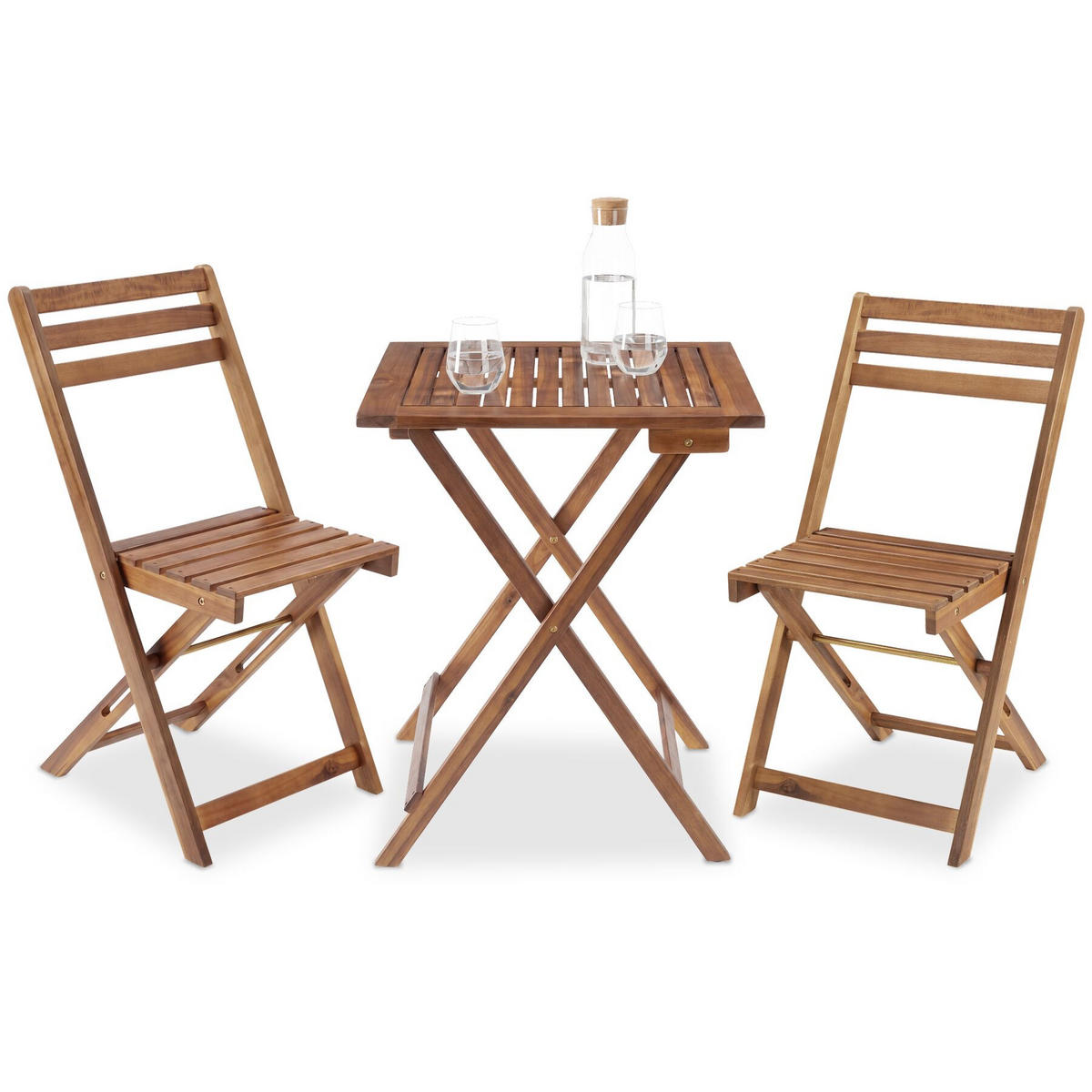 BISTROSET Sóller, massives Akazienholz, braun - Braun, Naturmaterialien/Holz - tectake