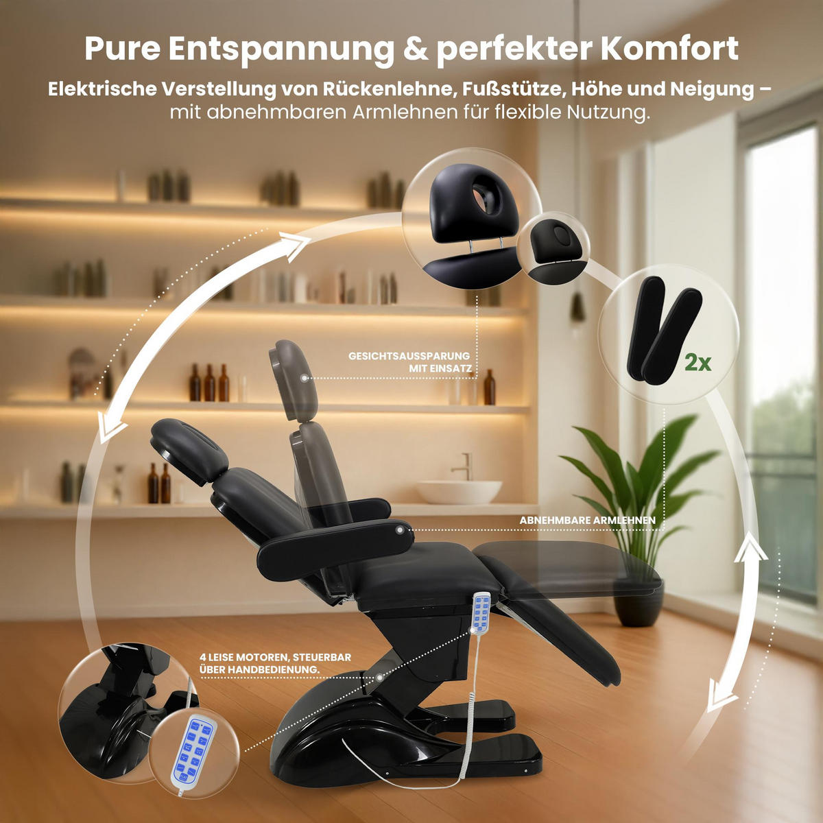 RELAXLIEGE Lederlook Schwarz - Schwarz, Textil/Metall (66/80/205cm) - CLP