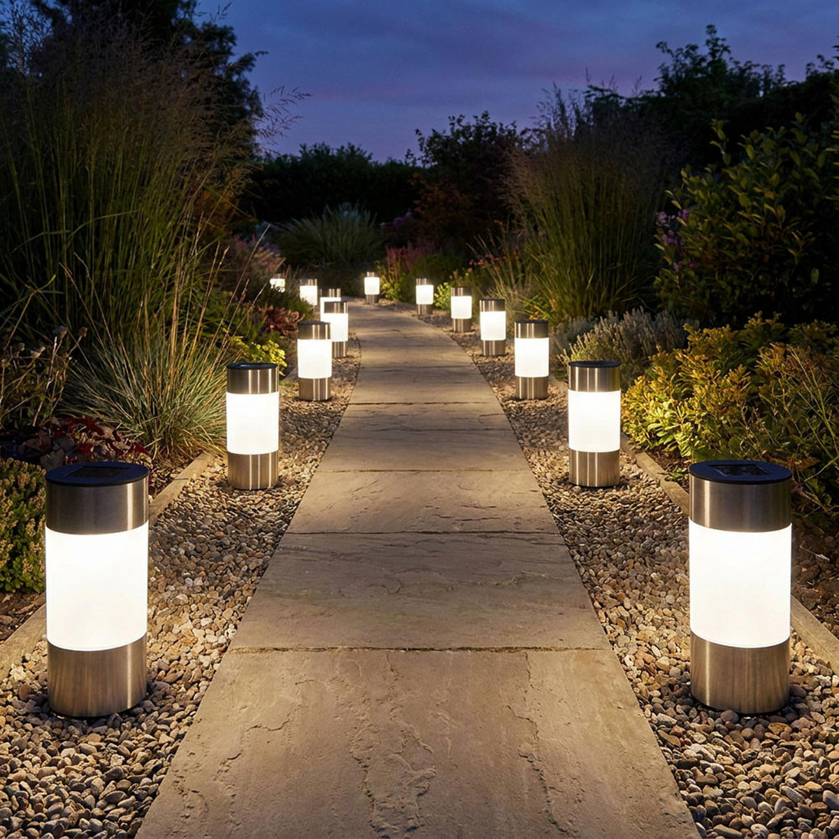 LED AUSSENLEUCHTE Solar Edelstahl Silber 12er Set - Silberfarben, Kunststoff (6.3/6.3/23.5cm) - Globo Lighting