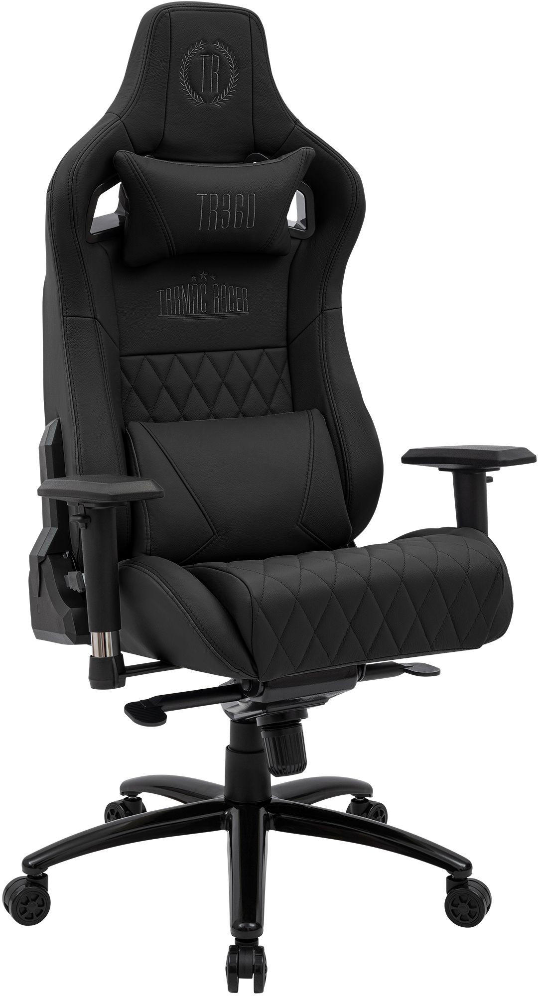GAMINGSTUHL Echtleder schwarz - Schwarz, Leder/Metall (70/133/64cm) - CLP