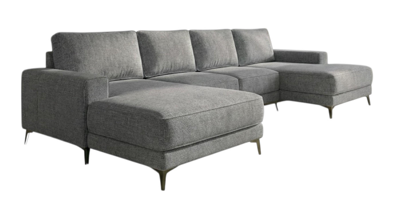 ECKSOFA VALTOR 320 cm x 185 cm – Stoff: SAWANA Silber 21 Farbe: Grau - Grau, Textil (320/185cm) - A&J MöbelLand