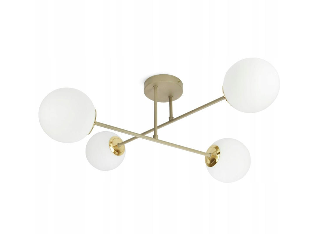 DECKENLEUCHTE ECRU II - Beige/Goldfarben, Glas/Metall (75/75/27cm) - kiki design