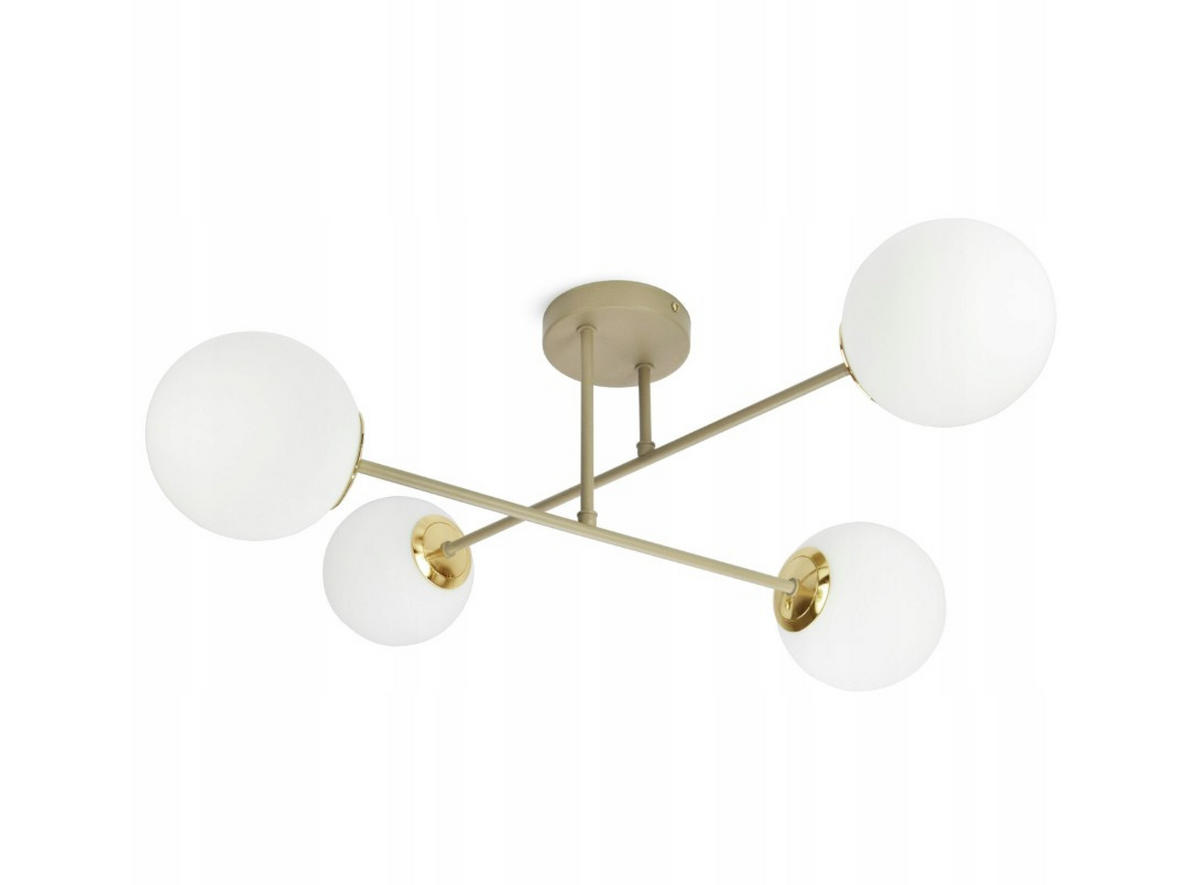 DECKENLEUCHTE ECRU II - Beige/Goldfarben, Glas/Metall (75/75/27cm) - kiki design