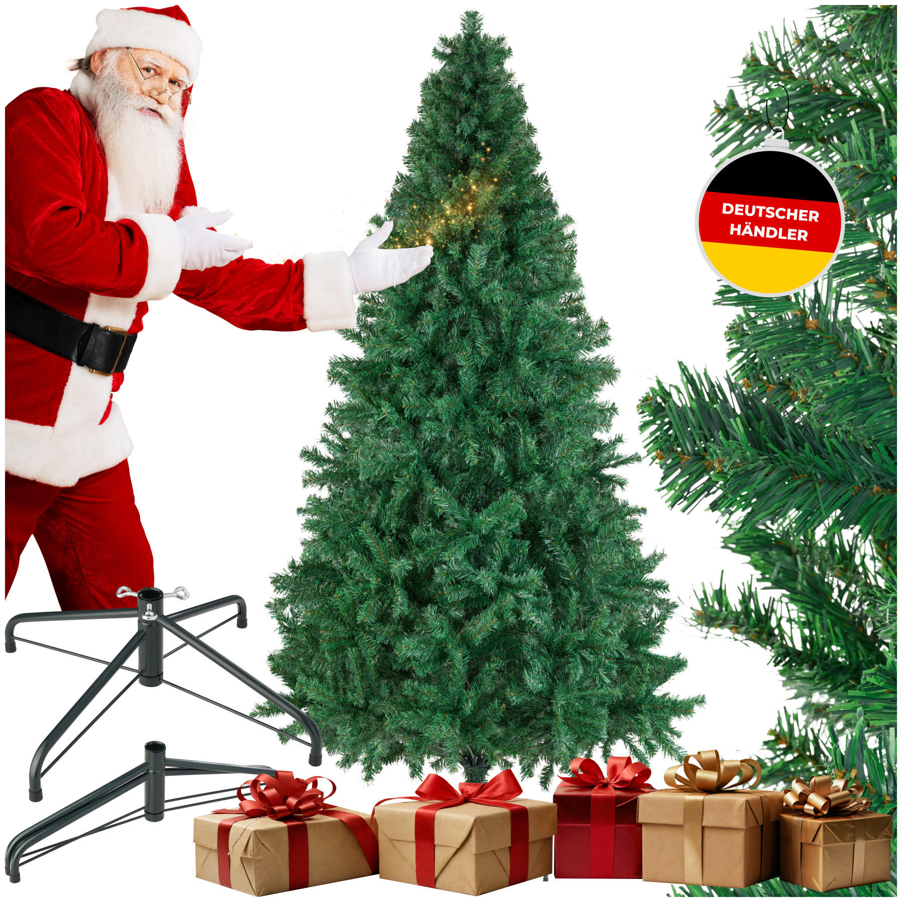 WEIHNACHTSBAUM Dasher,pulverbeschichteter Metallständer mit Kunststoffkappen ,grün - Grün, Kunststoff (230cm) - tectake