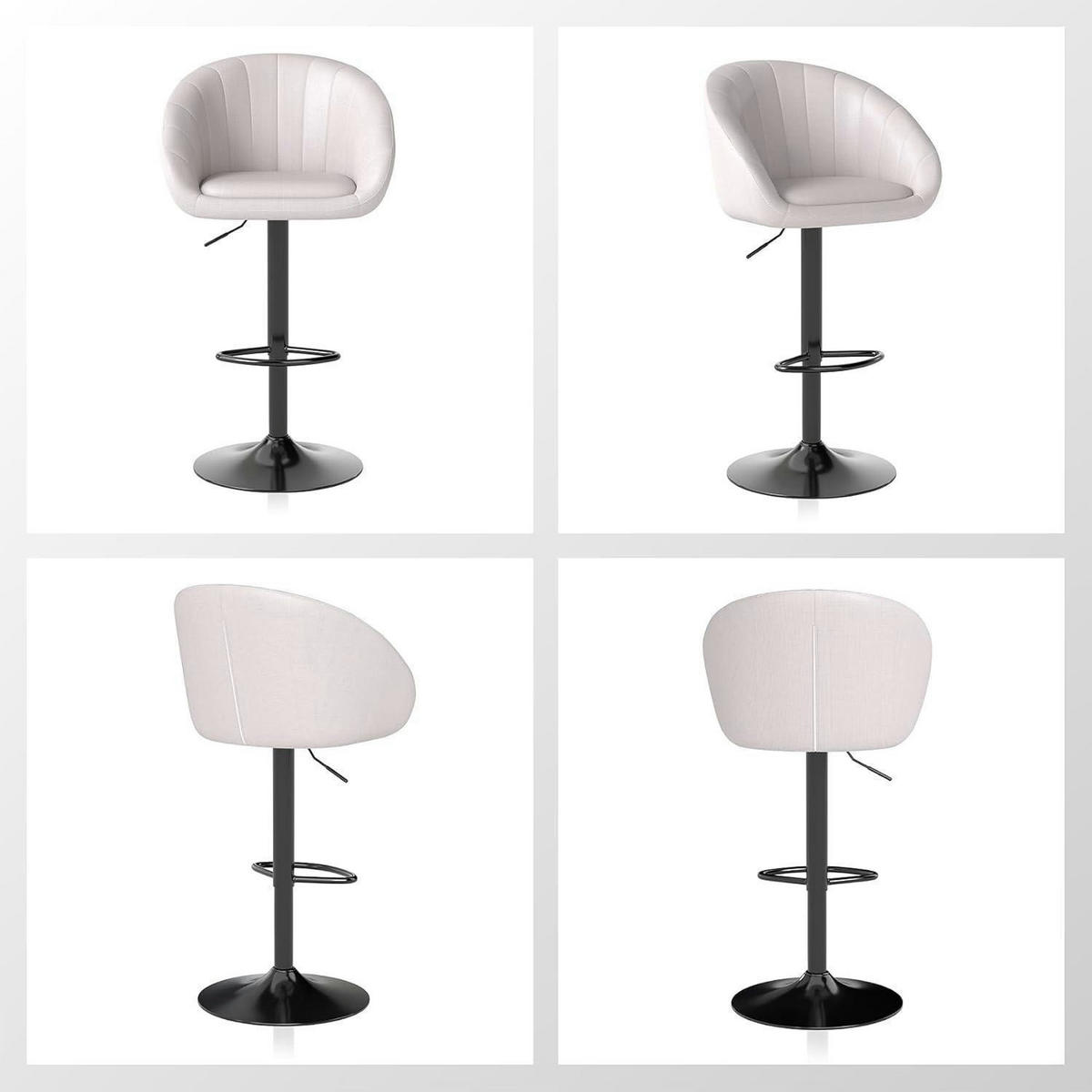 BARHOCKER 4er Set Höhenverstellbar Beige - Beige, Textil (51/104/54cm)