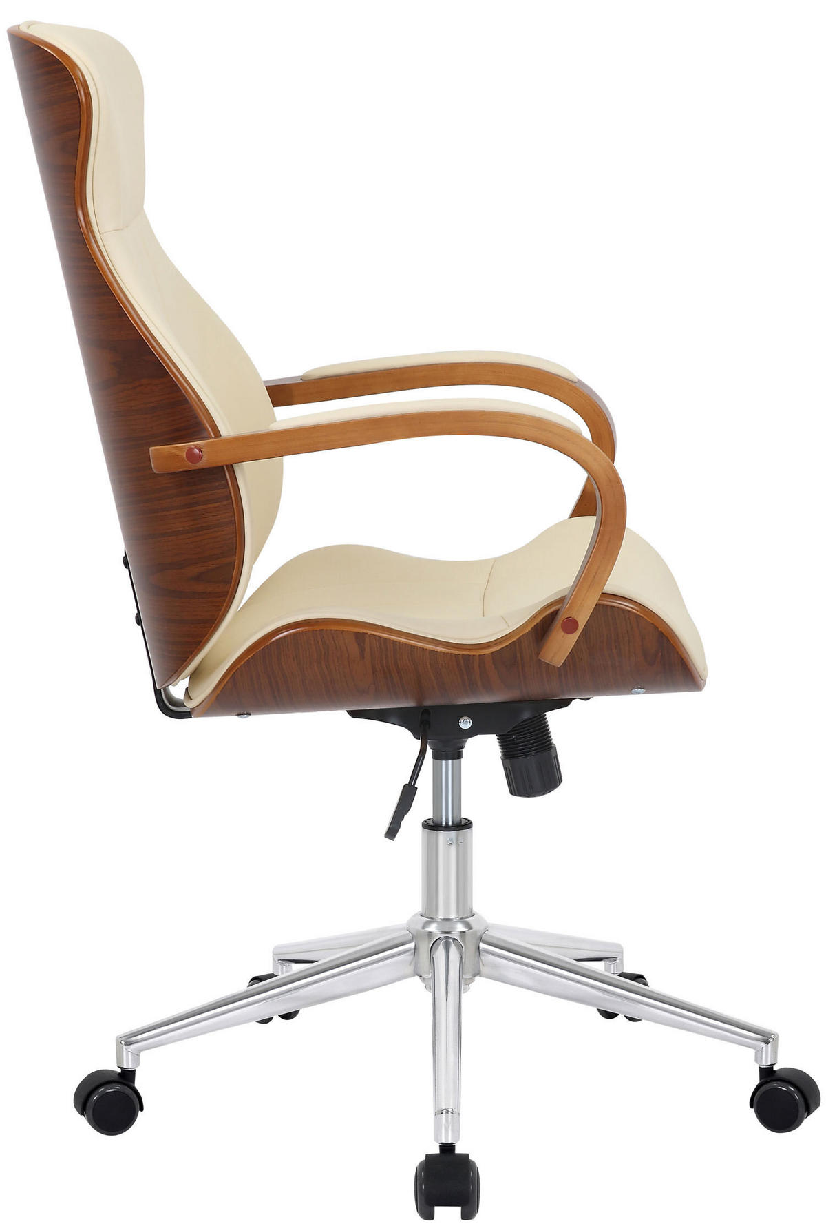 BÜROSTUHL Mellow, Kunstleder Walnuss/Creme - Creme, Textil/Metall (63/108/68cm) - TPFLiving