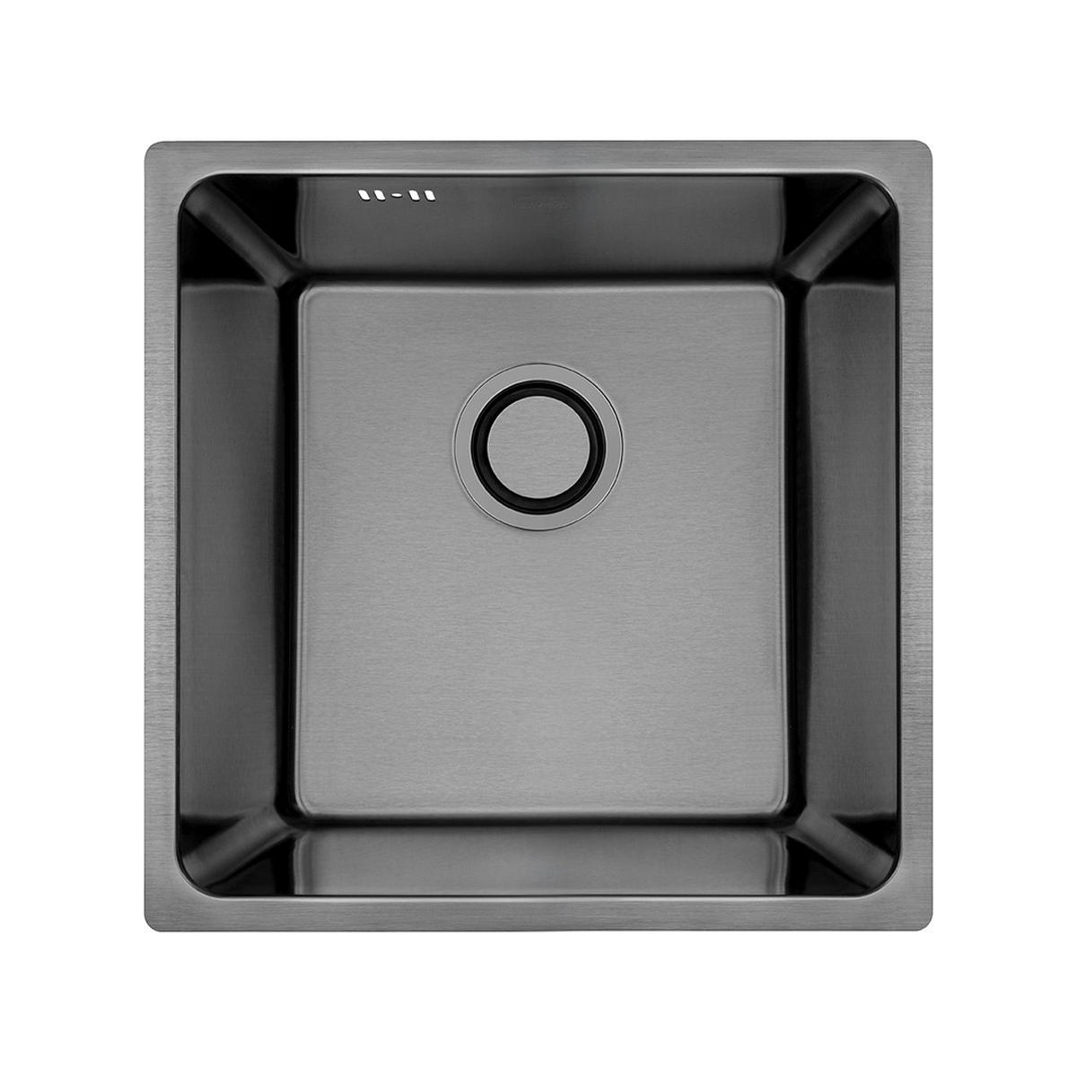 EINBAUSPÜLE Aden Graphitfarben, Einzelbecken, quadratisch, 44/44/20 cm - Graphitfarben, Metall (44/20/44cm) - bad land