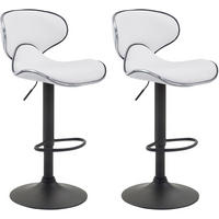 BARHOCKER 2er Set Lederlook weiß - Walnussfarben/Schwarz, Textil/Metall (46/88/49cm) - CLP