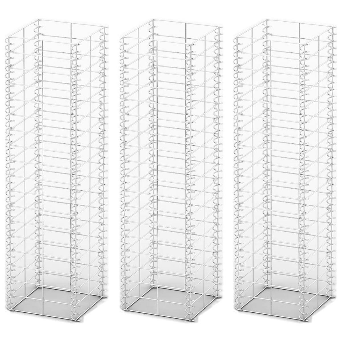 GARTENZAUN, Gabionen-Set, 25/25/100 cm, aus Stahl drahtverzinkt, für Garten und Sichtschutz, 3er-Set - Silberfarben, Metall (25/100cm) - vidaXL
