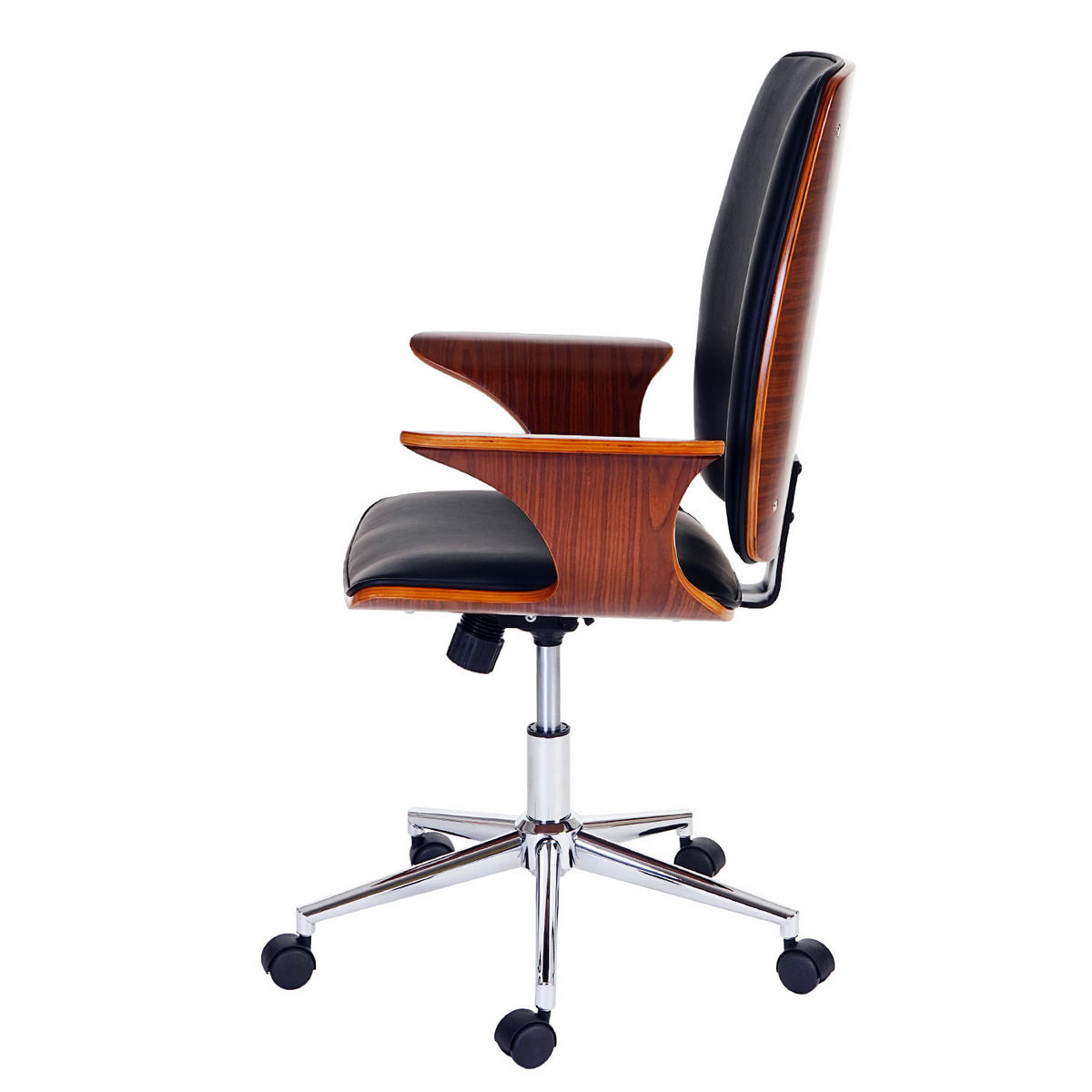 BÜROSTUHL Walnuss Dekor, Schwarz - Walnussfarben/Schwarz, Holz (66/101/67cm) - MCW