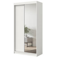 SCHWEBETÜRENSCHRANK mit Spiegel Fiore Plus 2D1L 120 Weiß/Silber - Silberfarben/Weiß, Holzwerkstoff/Metall (120/236/60cm) - mzm24