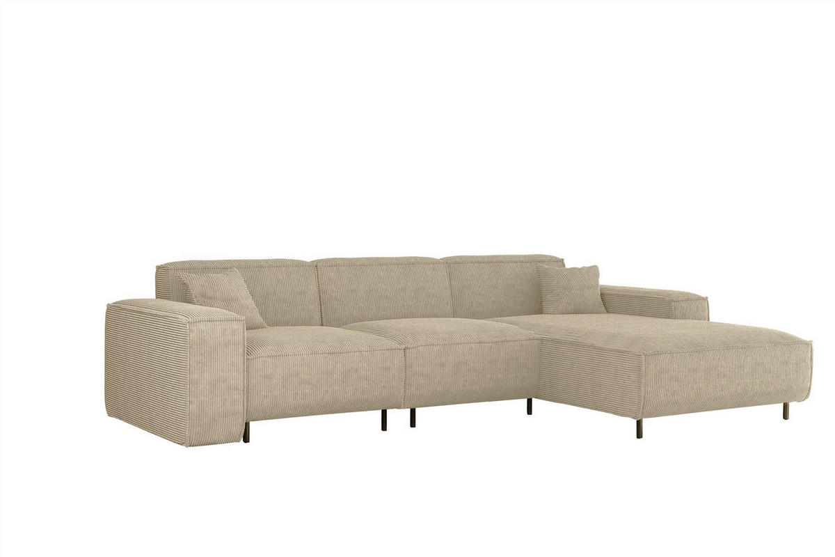 ECKSOFA Gloria In Scala - Sandfarben, Holzwerkstoff/Textil (266/165cm) - Fun Möbel