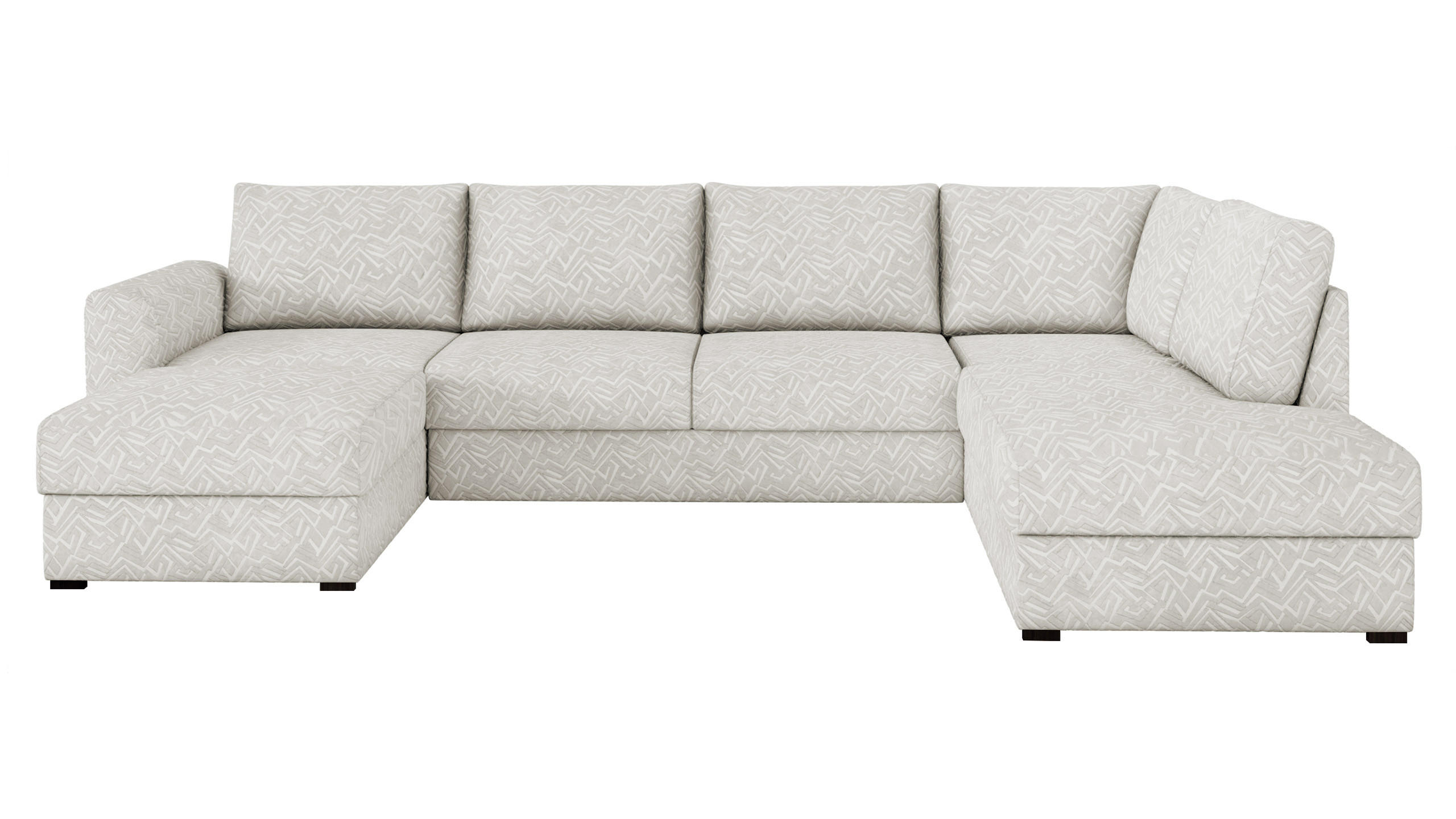 WOHNLANDSCHAFT Wilma Premium, Seite: Rechts - Ecru/Schwarz, Holz/Textil (305/85/188cm) - MIRJAN24