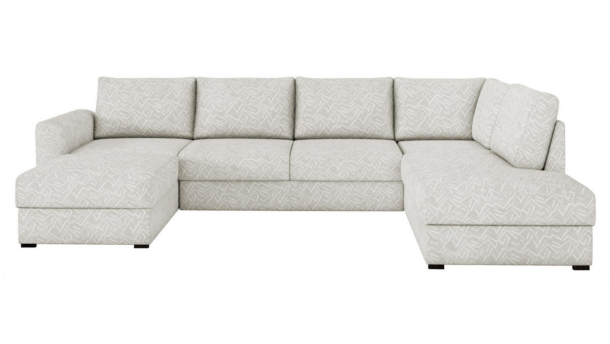 WOHNLANDSCHAFT Wilma Premium, Seite: Rechts - Ecru/Schwarz, Holz/Textil (305/85/188cm) - MIRJAN24
