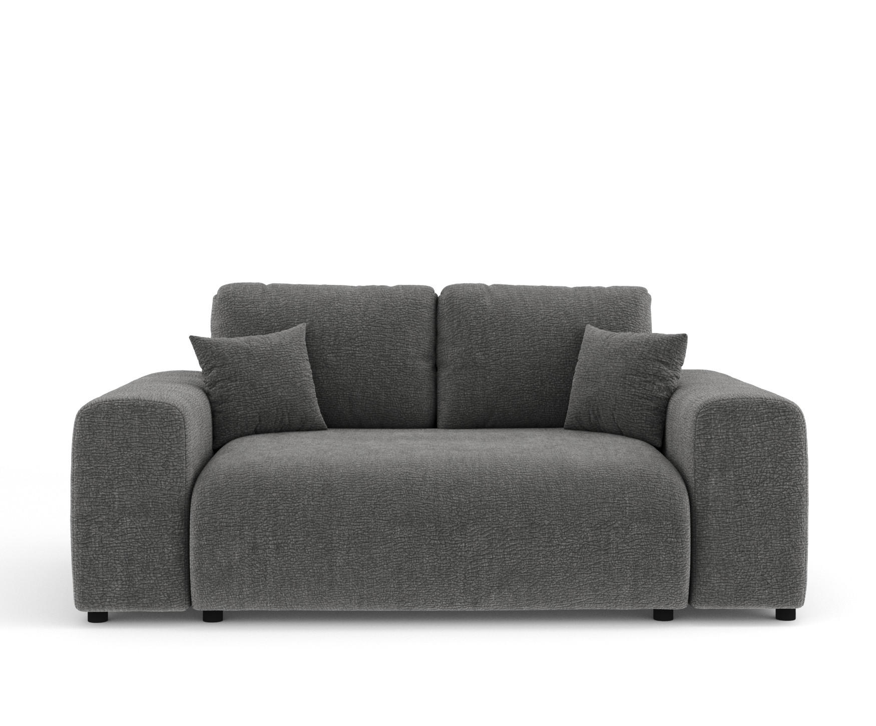 2-SITZER-SOFA Zanzibar Grau Chenille - Schwarz/Grau, Holz/Holzwerkstoff (178/79/108cm) - Maison de Reve