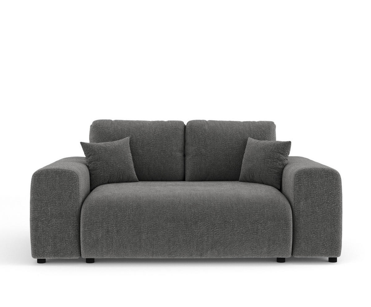 2-SITZER-SOFA Zanzibar Grau Chenille - Schwarz/Grau, Holz/Holzwerkstoff (178/79/108cm) - Maison de Reve