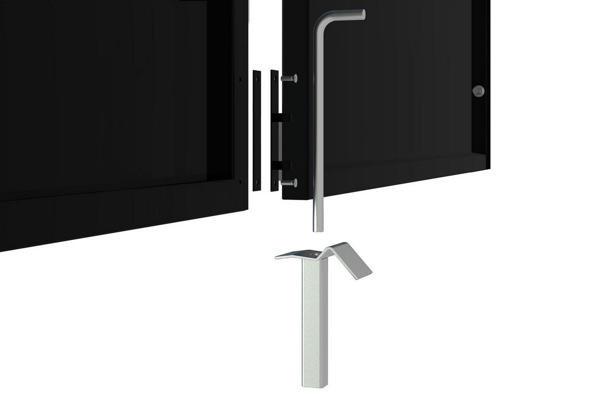 DREHTORPAKET Nali Mattschwarz 3m H.120cm + TOR 1m H.120cm - Schwarz, Metall (293/120cm) - Casanoov