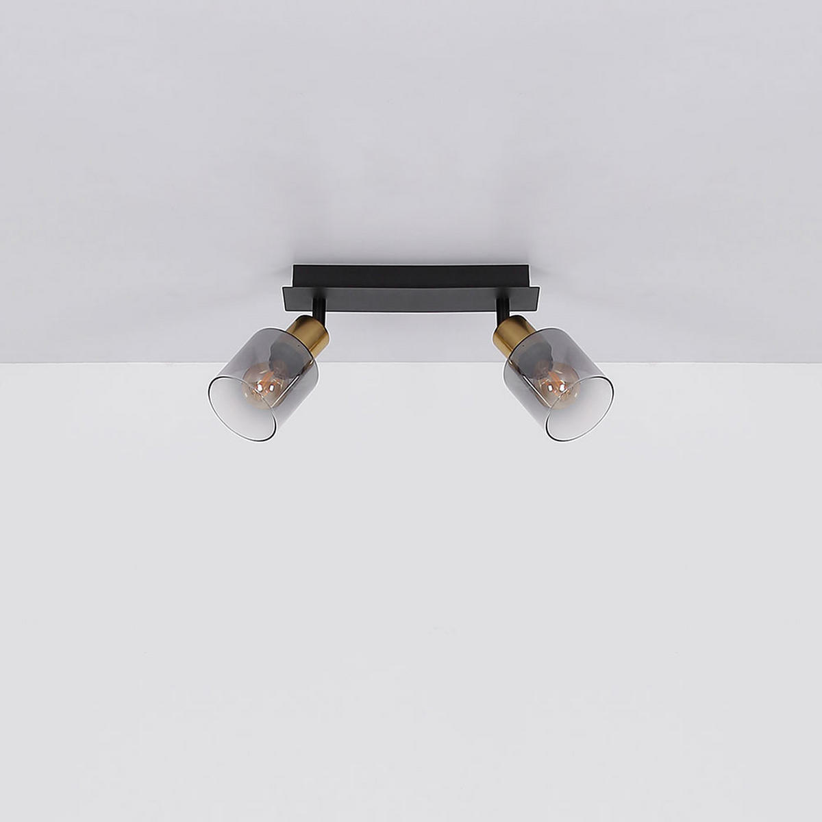 DECKENLEUCHTE Metall Schwarz Gold - Schwarz, Glas (25/8/18.2cm) - Globo Lighting