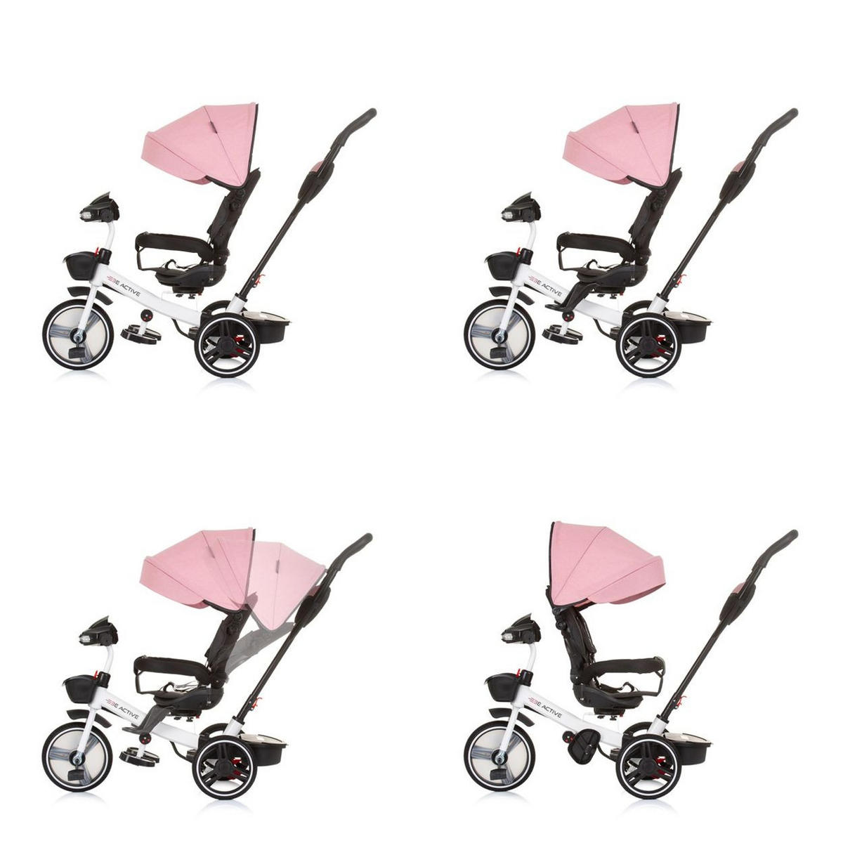 DREIRAD Be Active 2 in 1 rosa Sitz drehbar Musik Licht drehbar - Rosa, Metall (117/50/96cm) - Chipolino
