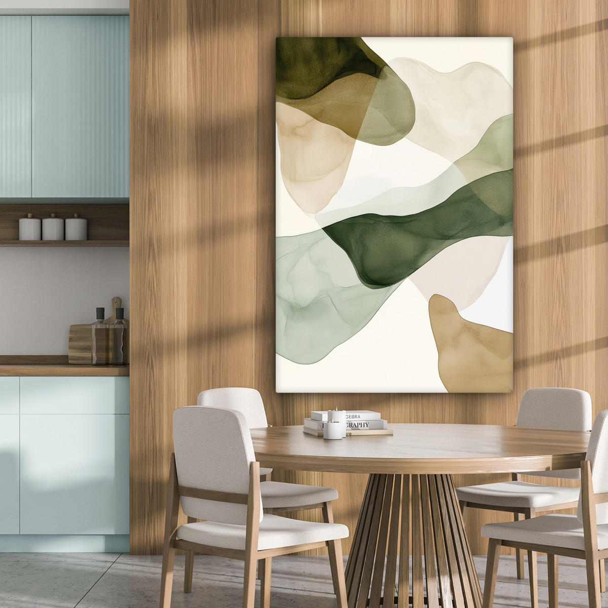 LEINWANDBILD Japandi - Abstrakt - Grün 80x120 cm - Salbeigrün, Textil (80/120cm) - MuchoWow