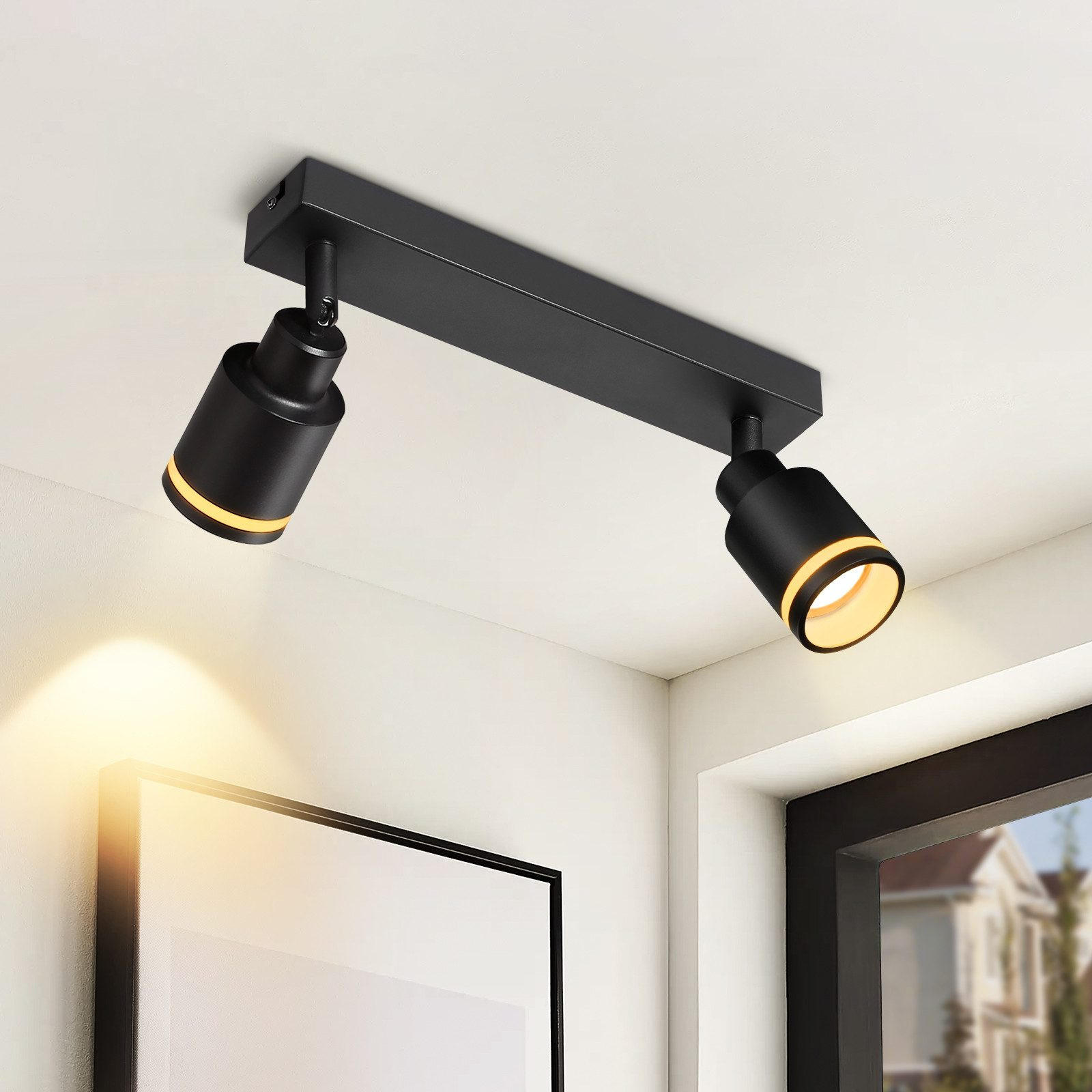 STRAHLER Saarbrücken 2-flammig 30/5/15.7 cm - Schwarz, Metall (30/5/15.7cm) - Nettlife