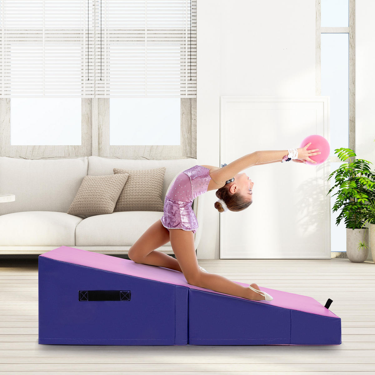 GYMNASTIKMATTE Lila Rose - Lila, Leder (60/120cm) - COSTWAY