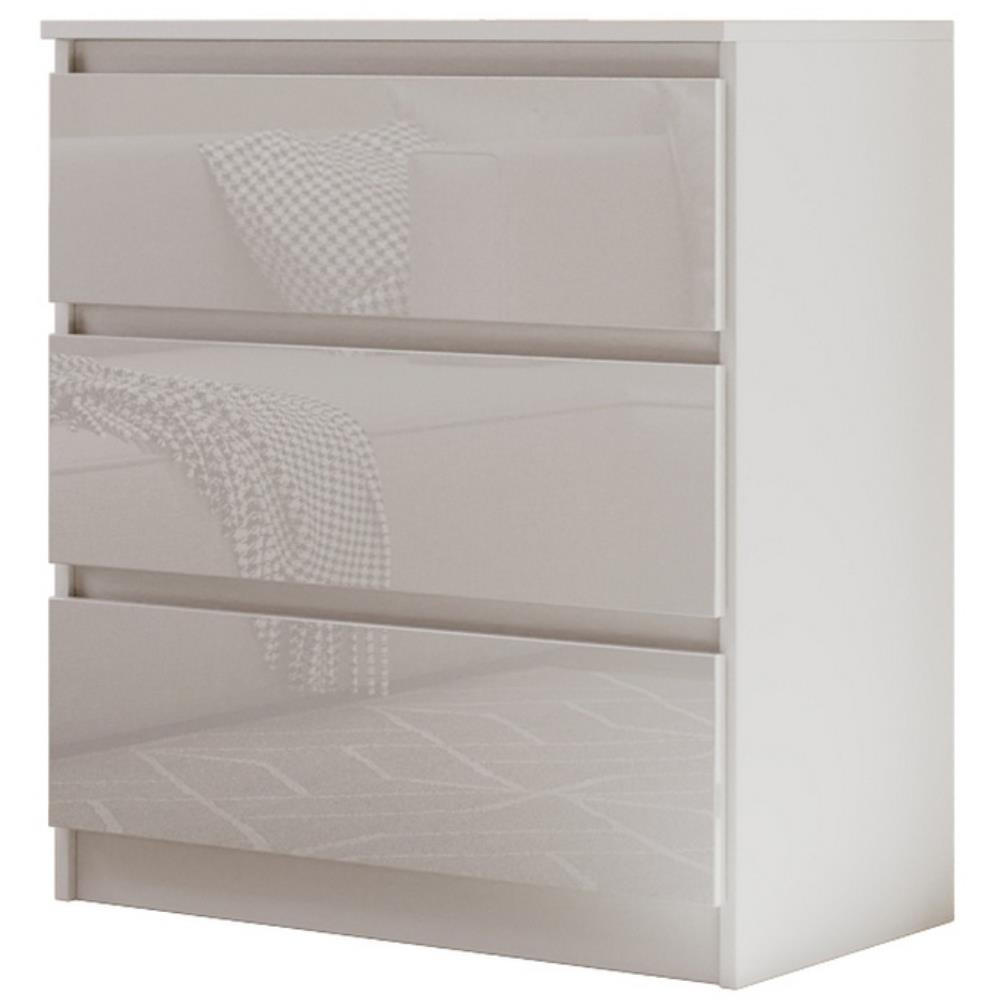 KOMMODE Lemon 70 cm mit drei Schubladen weißglanz - Weiß Hochglanz, Holzwerkstoff (70/78.5/39cm) - Beautysofa