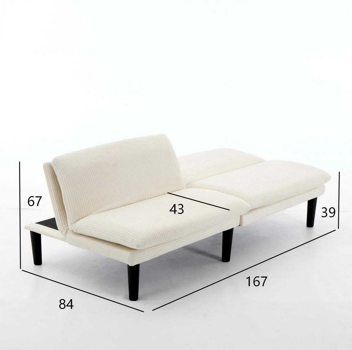 2-SITZER-SOFA aus Samt und Holz in Beige mit 3-Stufen-Rückenlehne - Beige, Textil (84/67/167cm) - Modfu