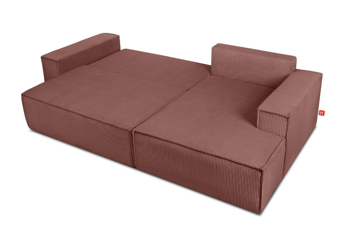 ECKSCHLAFSOFA-RECHTS NAPI in Pet Friendly Cord-Stoff, rosa - Pink/Schwarz, Textil (262/148cm) - KONSIMO®