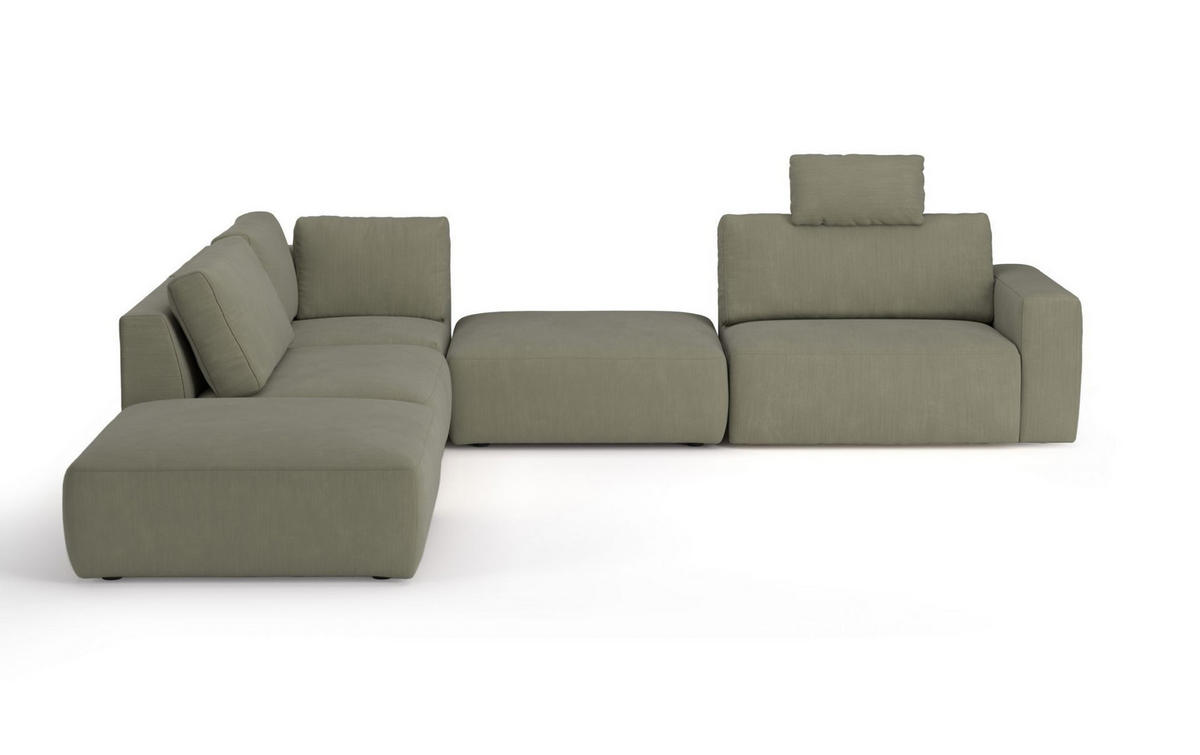 ECKSOFA hochwertige und außergewöhnliche Handwerkskunst - Schwarz/Grün, Holz/Kunststoff (345/373cm) - Cotta