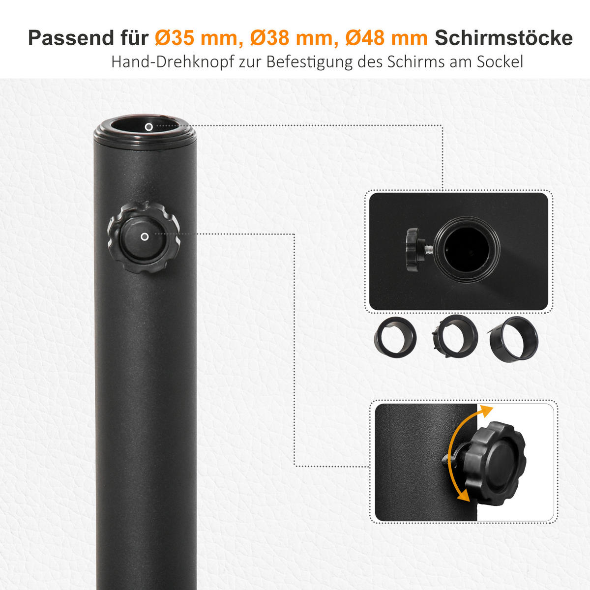 SONNENSCHIRMSTÄNDER 13 kg Ständer Schirm Ø35/38/48 mm Metall + Zement Schwarz 40 x 40 x 43 cm - Schwarz, Kunststoff (40/40cm) - Outsunny