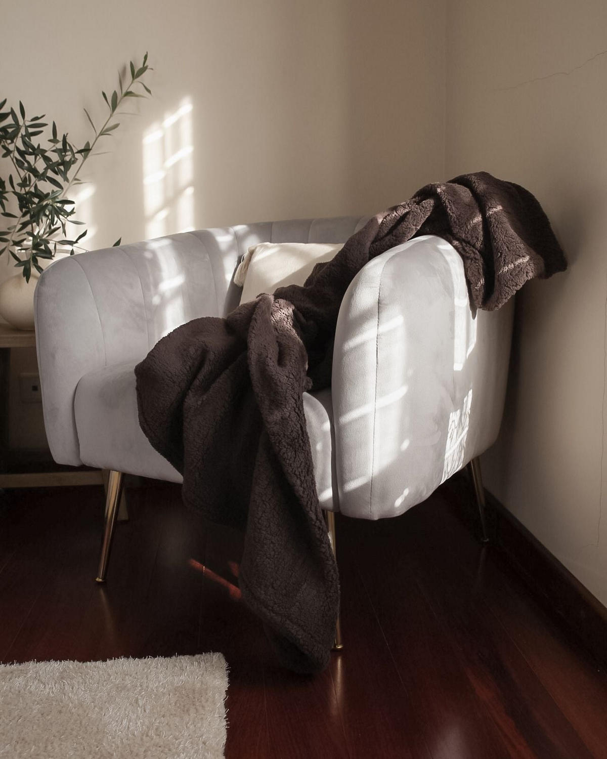 FOTOLIU catifea gri Laconia - gri, material textil/metal (85/72/62cm) - Beliani